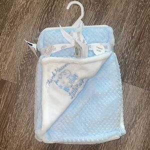 “Thank Heaven for Little Boys” blue & white blanket.